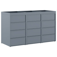 Produktbild för Förvaring för 3 soptunnor Ljusgrå 204 x 77,5 x 121,5 cm
