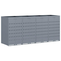 Produktbild för Förvaring för 4 soptunnor Ljusgrå 272 x 77,5 x 121,5 cm