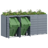 Produktbild för Förvaring för 4 soptunnor Ljusgrå 272 x 77,5 x 121,5 cm