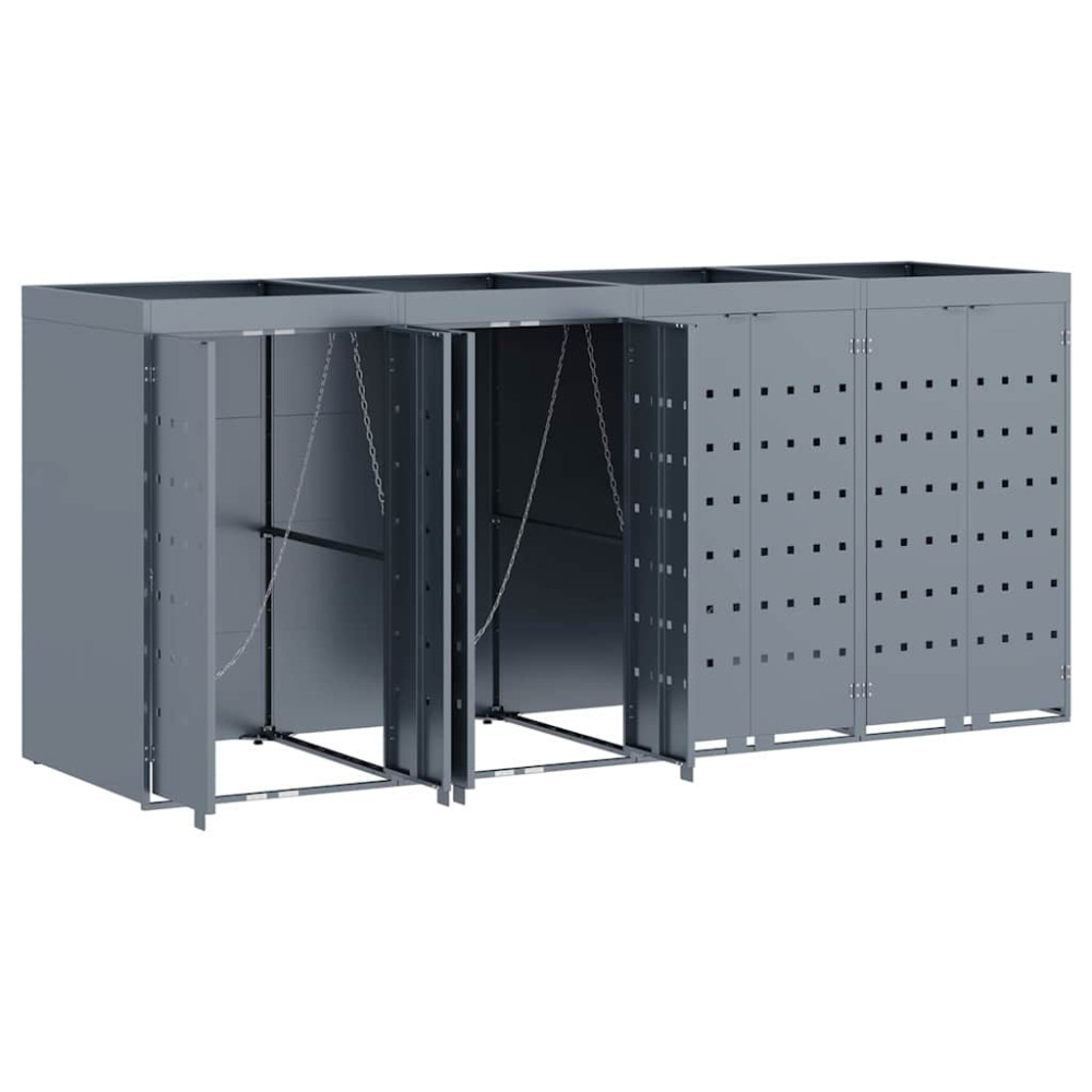 Produktbild för Förvaring för 4 soptunnor Ljusgrå 272 x 77,5 x 121,5 cm