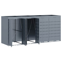 Produktbild för Förvaring för 4 soptunnor Ljusgrå 272 x 77,5 x 121,5 cm
