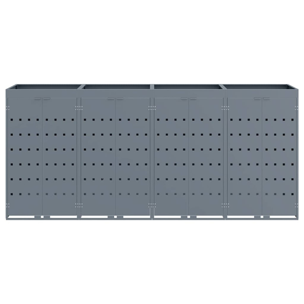 Produktbild för Förvaring för 4 soptunnor Ljusgrå 272 x 77,5 x 121,5 cm