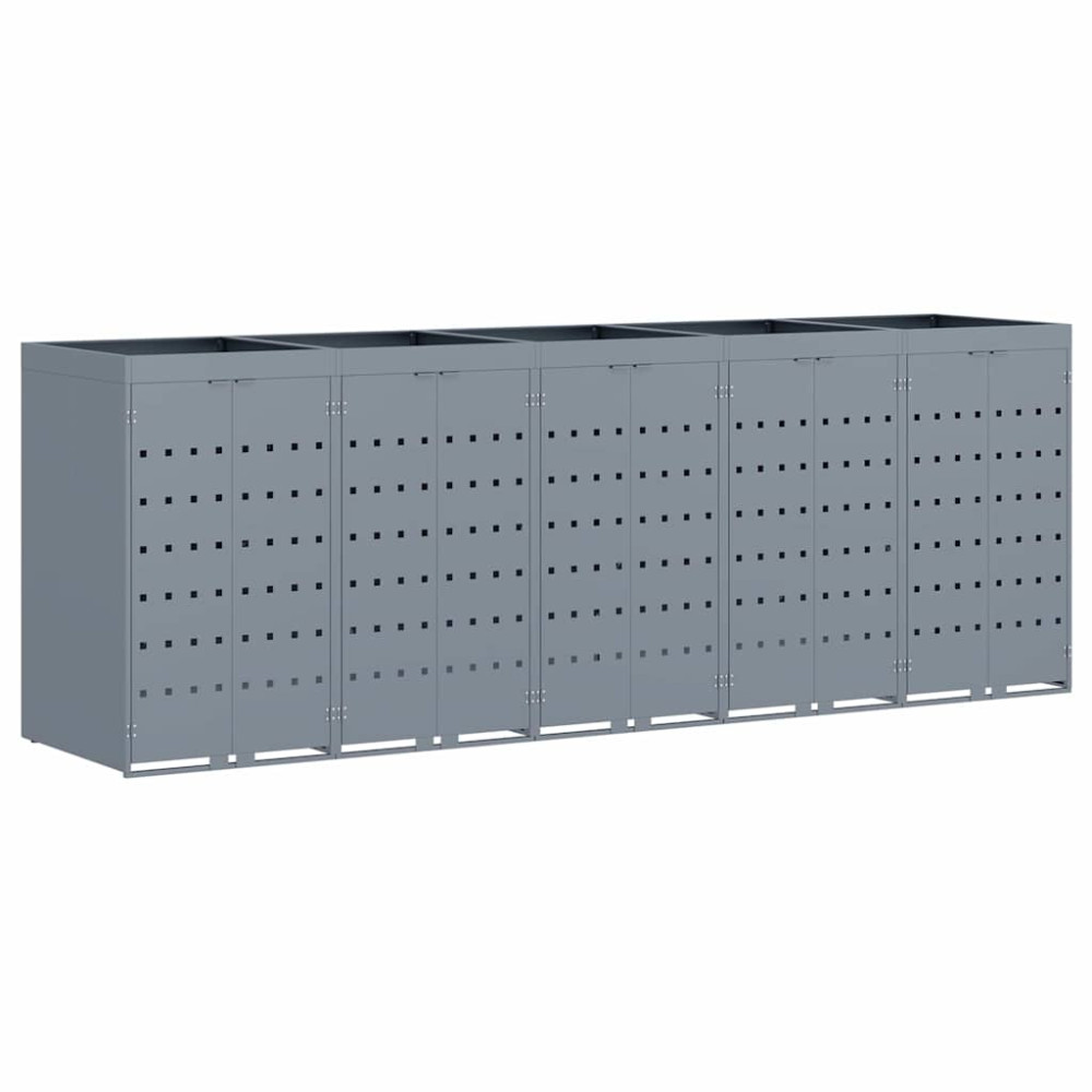 Produktbild för Förvaring för 5 soptunnor Ljusgrå 340 x 77,5 x 121,5 cm