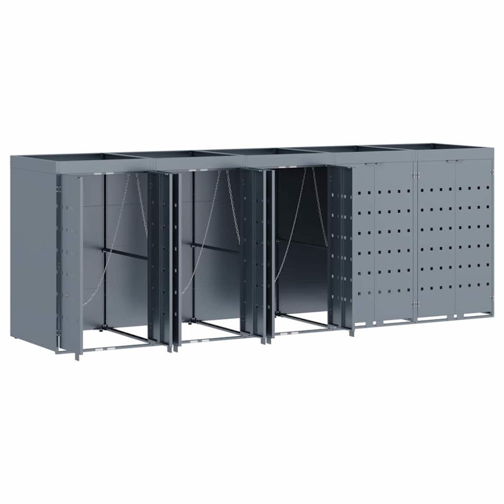 Produktbild för Förvaring för 5 soptunnor Ljusgrå 340 x 77,5 x 121,5 cm