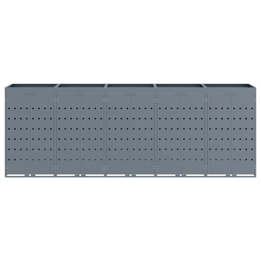 Produktbild för Förvaring för 5 soptunnor Ljusgrå 340 x 77,5 x 121,5 cm