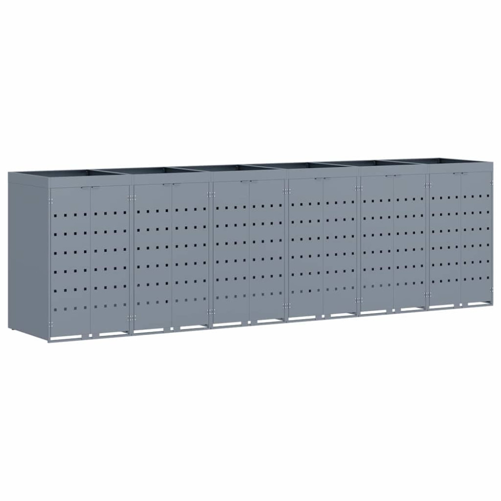 Produktbild för Förvaring för 6 soptunnor Ljusgrå 408 x 77,5 x 121,5 cm