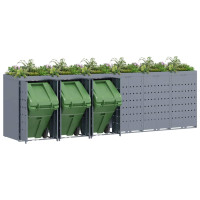 Produktbild för Förvaring för 6 soptunnor Ljusgrå 408 x 77,5 x 121,5 cm