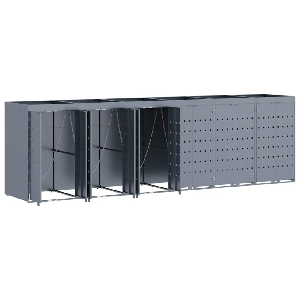 Produktbild för Förvaring för 6 soptunnor Ljusgrå 408 x 77,5 x 121,5 cm