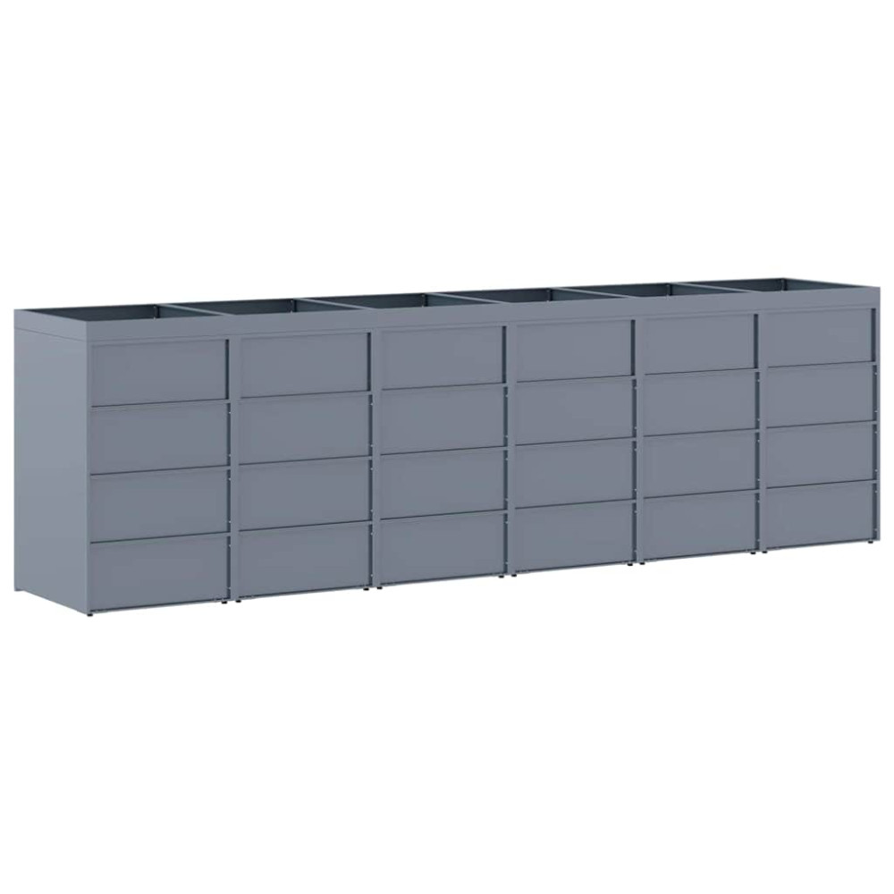 Produktbild för Förvaring för 6 soptunnor Ljusgrå 408 x 77,5 x 121,5 cm