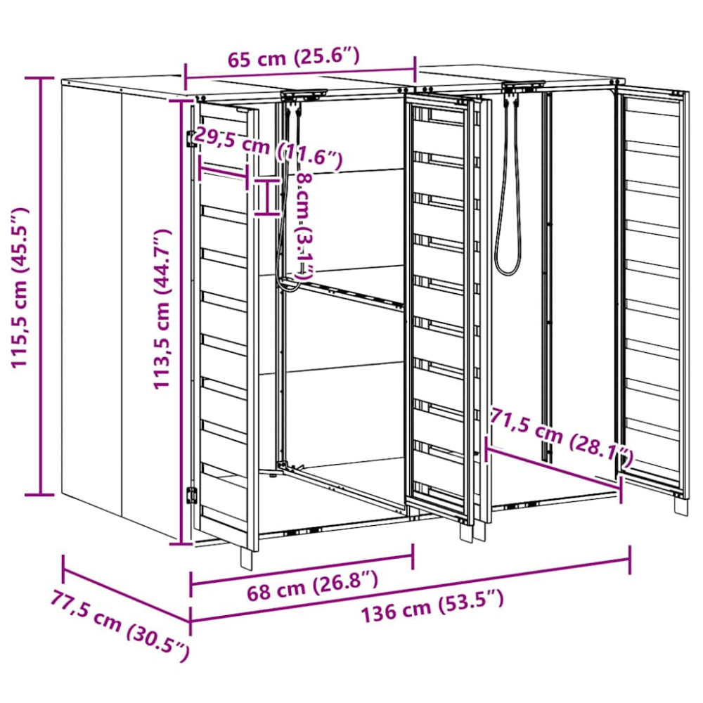 Produktbild för Förvaring för 3 soptunnor Antracit 340 x 77,5 x 115,5 cm Stål