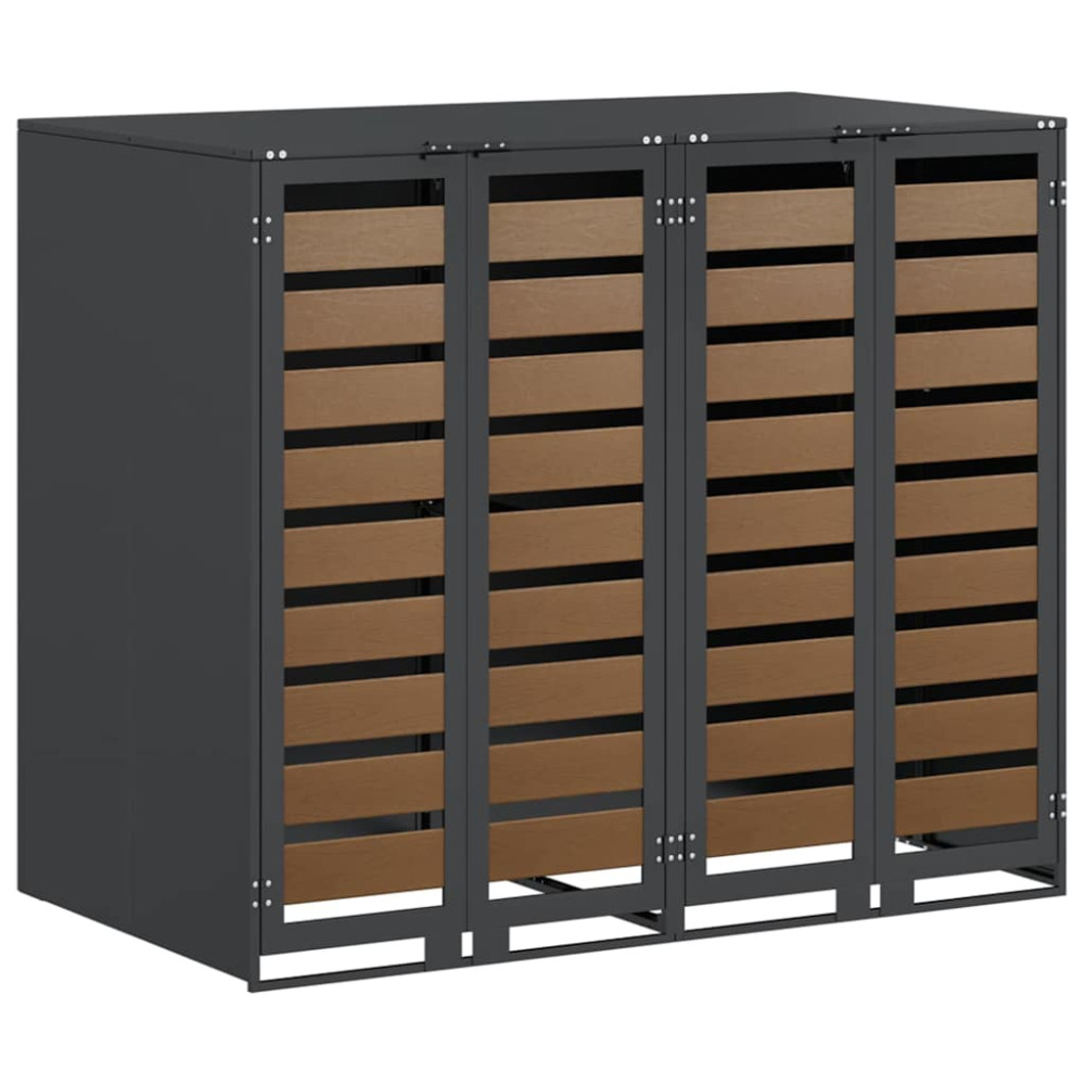 Produktbild för Förvaring för 3 soptunnor Antracit 340 x 77,5 x 115,5 cm Stål