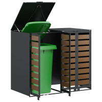 Produktbild för Förvaring för 3 soptunnor Antracit 340 x 77,5 x 115,5 cm Stål