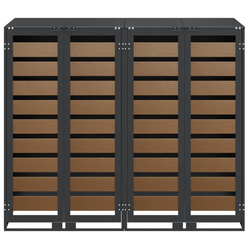 Produktbild för Förvaring för 3 soptunnor Antracit 340 x 77,5 x 115,5 cm Stål