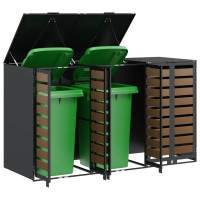 Produktbild för Förvaring för 3 soptunnor Antracit 340 x 77,5 x 115,5 cm Stål