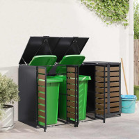 Produktbild för Förvaring för 3 soptunnor Antracit 340 x 77,5 x 115,5 cm Stål