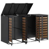 Produktbild för Förvaring för 3 soptunnor Antracit 340 x 77,5 x 115,5 cm Stål