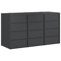 Produktbild för Förvaring för 3 soptunnor Antracit 340 x 77,5 x 115,5 cm Stål