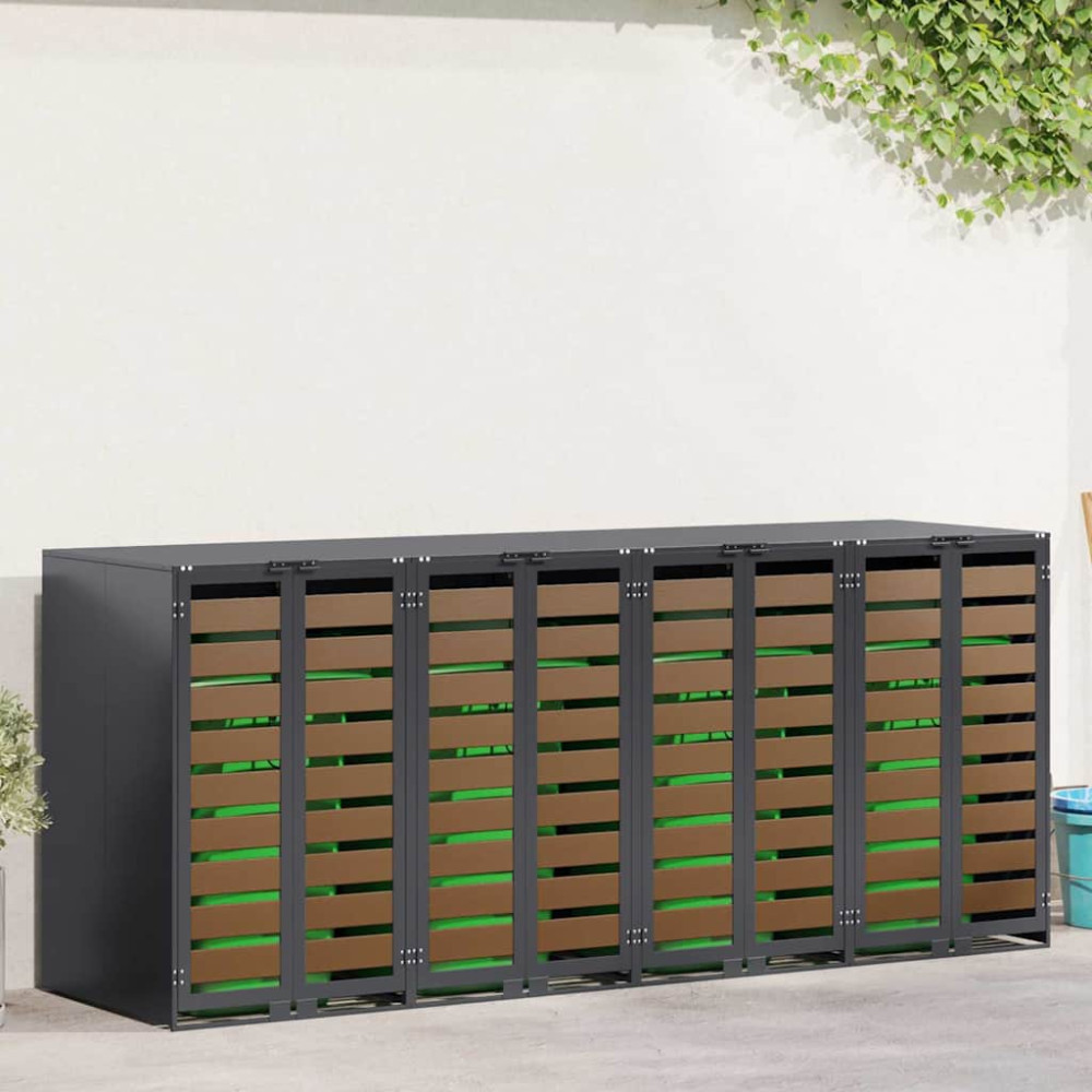 Produktbild för Förvaring för 3 soptunnor Antracit 340 x 77,5 x 115,5 cm Stål