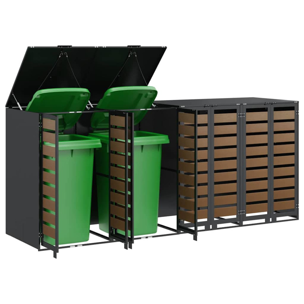 Produktbild för Förvaring för 3 soptunnor Antracit 340 x 77,5 x 115,5 cm Stål
