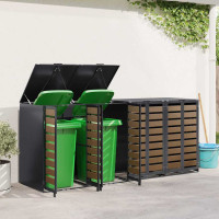 Produktbild för Förvaring för 3 soptunnor Antracit 340 x 77,5 x 115,5 cm Stål