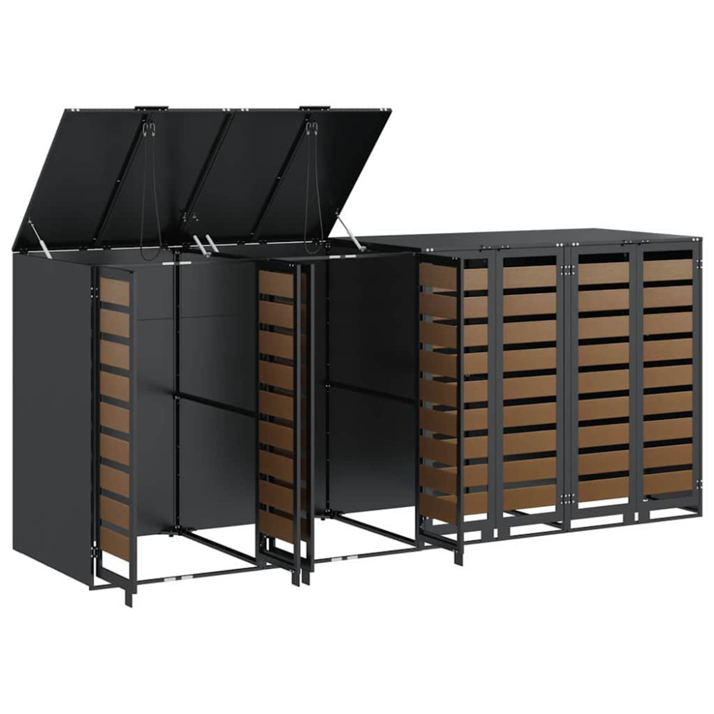 Produktbild för Förvaring för 3 soptunnor Antracit 340 x 77,5 x 115,5 cm Stål