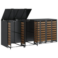 Produktbild för Förvaring för 3 soptunnor Antracit 340 x 77,5 x 115,5 cm Stål