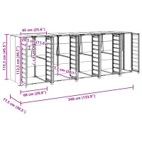 Produktbild för Förvaring för 3 soptunnor Antracit 340 x 77,5 x 115,5 cm Stål
