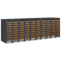 Produktbild för Förvaring för 3 soptunnor Antracit 340 x 77,5 x 115,5 cm Stål