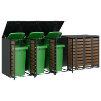 Produktbild för Förvaring för 3 soptunnor Antracit 340 x 77,5 x 115,5 cm Stål