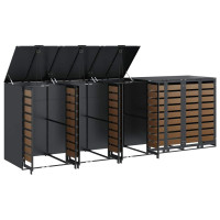 Produktbild för Förvaring för 3 soptunnor Antracit 340 x 77,5 x 115,5 cm Stål