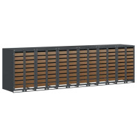Produktbild för Förvaring för 3 soptunnor Antracit 340 x 77,5 x 115,5 cm Stål