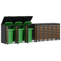 Produktbild för Förvaring för 3 soptunnor Antracit 340 x 77,5 x 115,5 cm Stål