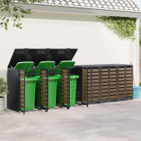 Produktbild för Förvaring för 3 soptunnor Antracit 340 x 77,5 x 115,5 cm Stål