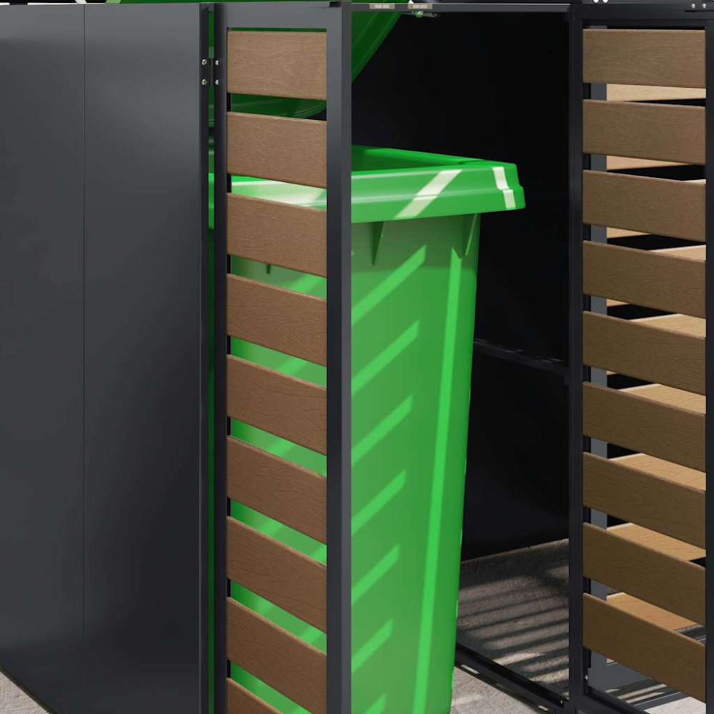 Produktbild för Förvaring för 3 soptunnor Antracit 340 x 77,5 x 115,5 cm Stål