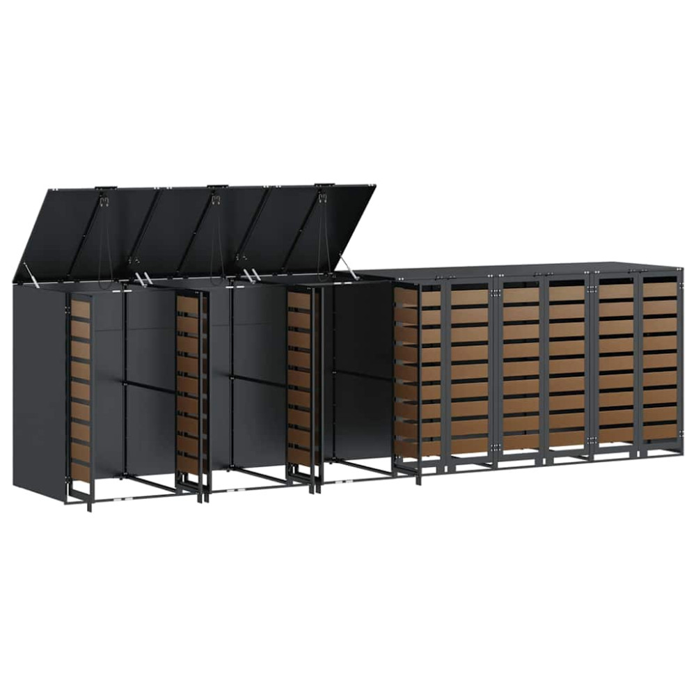 Produktbild för Förvaring för 3 soptunnor Antracit 340 x 77,5 x 115,5 cm Stål