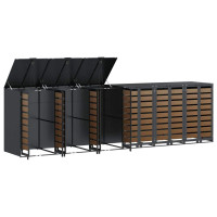 Produktbild för Förvaring för 3 soptunnor Antracit 340 x 77,5 x 115,5 cm Stål