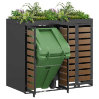 Produktbild för Förvaring för 2 soptunnor Antracit 340 x 77,5 x 115,5 cm Stål