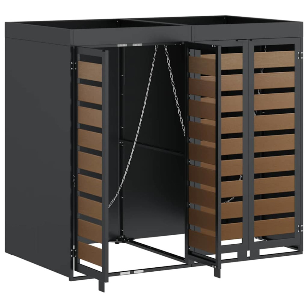 Produktbild för Förvaring för 2 soptunnor Antracit 340 x 77,5 x 115,5 cm Stål