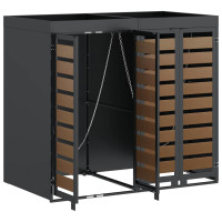 Produktbild för Förvaring för 2 soptunnor Antracit 340 x 77,5 x 115,5 cm Stål