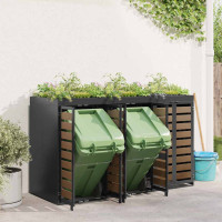 Produktbild för Förvaring för 3 soptunnor Antracit 340 x 77,5 x 115,5 cm Stål
