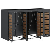 Produktbild för Förvaring för 3 soptunnor Antracit 340 x 77,5 x 115,5 cm Stål