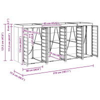 Produktbild för Förvaring för 4 soptunnor Antracit 340 x 77,5 x 115,5 cm Stål