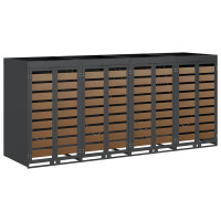 Produktbild för Förvaring för 4 soptunnor Antracit 340 x 77,5 x 115,5 cm Stål