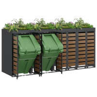 Produktbild för Förvaring för 4 soptunnor Antracit 340 x 77,5 x 115,5 cm Stål