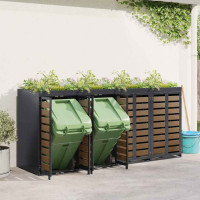 Produktbild för Förvaring för 4 soptunnor Antracit 340 x 77,5 x 115,5 cm Stål