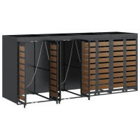 Produktbild för Förvaring för 4 soptunnor Antracit 340 x 77,5 x 115,5 cm Stål