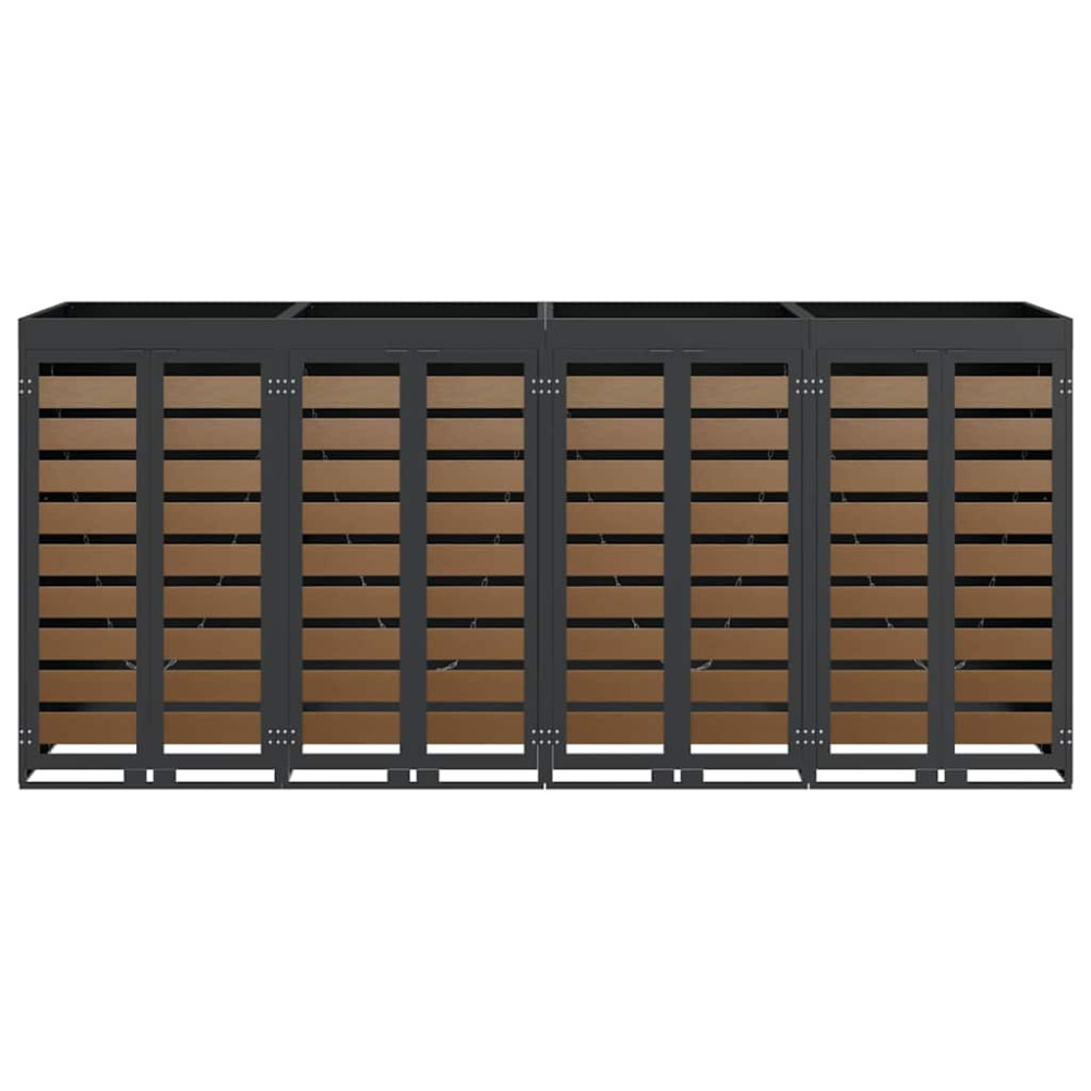 Produktbild för Förvaring för 4 soptunnor Antracit 340 x 77,5 x 115,5 cm Stål