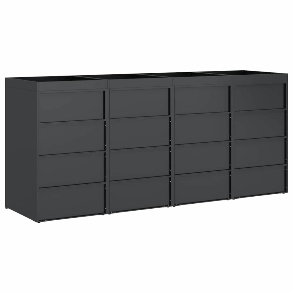 Produktbild för Förvaring för 4 soptunnor Antracit 340 x 77,5 x 115,5 cm Stål