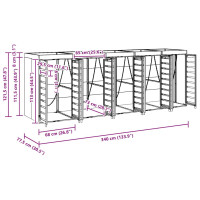 Produktbild för Förvaring för 3 soptunnor Antracit 340 x 77,5 x 115,5 cm Stål