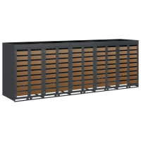 Produktbild för Förvaring för 3 soptunnor Antracit 340 x 77,5 x 115,5 cm Stål